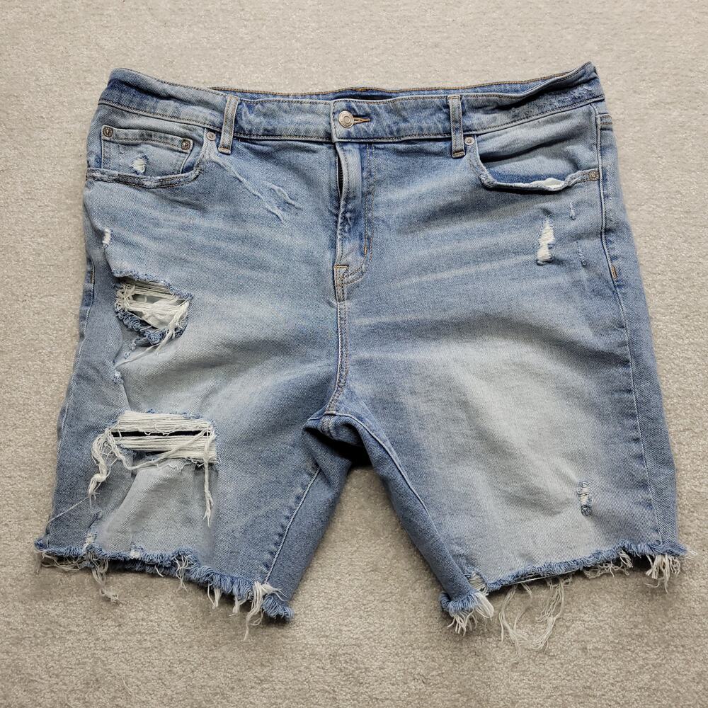 Aeropostale Mens 38 Distressed Denim Shorts Ripped Cutoff Jorts Light Wash